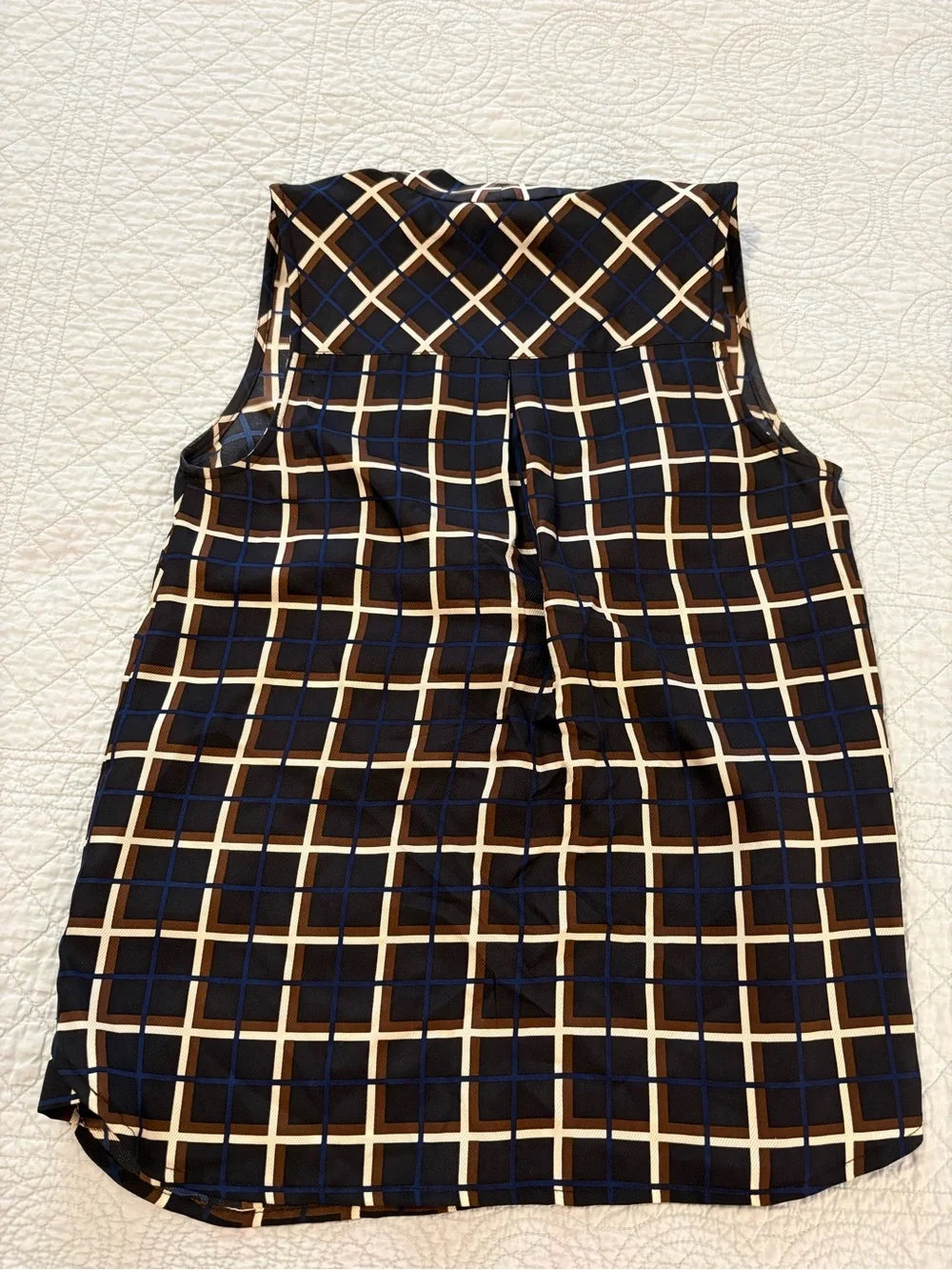 J Crew silk windowpane print top. Size 00.